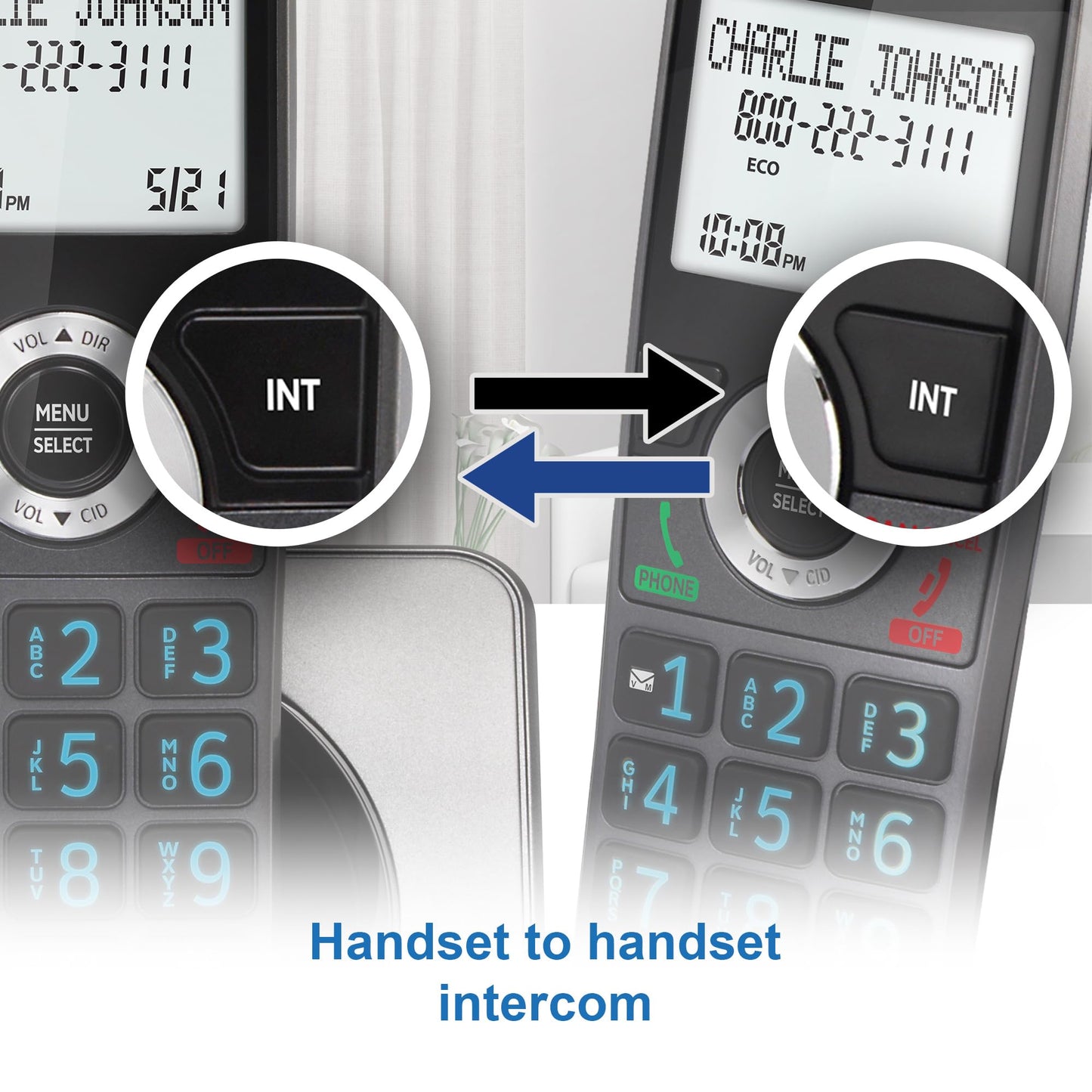 AT&T GL2101-2 DECT 6.0 2-Handset Cordless Phone with Call Block & Caller ID - Full-Duplex Speakerphone, 2" White Backlit Display, Lighted Keypad, Graphite & Black