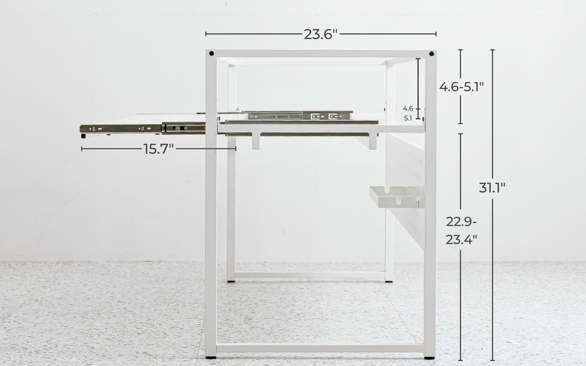 LYYL Music Studio Desk with Keyboard Tray, for Full 88 Keys and 61 Keys (Music Producer Desk) (White, 88 Keys (Without Height Adjustment Bracket)