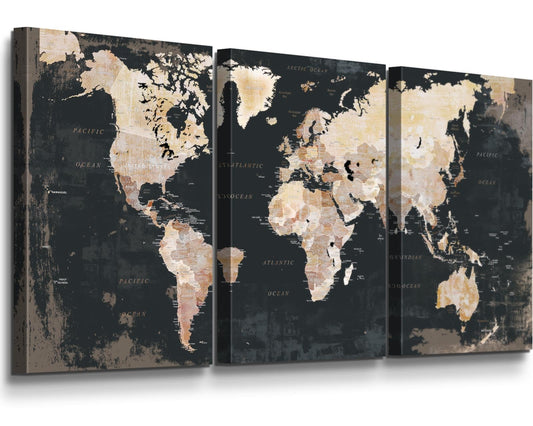JIMHOMY Black and White Wall Art for Living Room Map Office Wall Decor for Bedroom Modern Artwork for Wall Oversize Large Decor for Kitchen