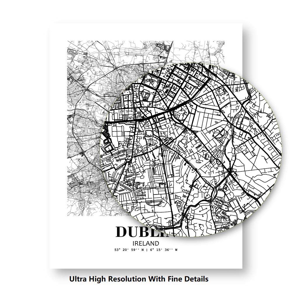 Eleville 8X10 Unframed Dublin Ireland City View Abstract Road Modern Map Art Print Poster Wall Office Home Decor Minimalist Line Art Hometown Housewarming wgn312