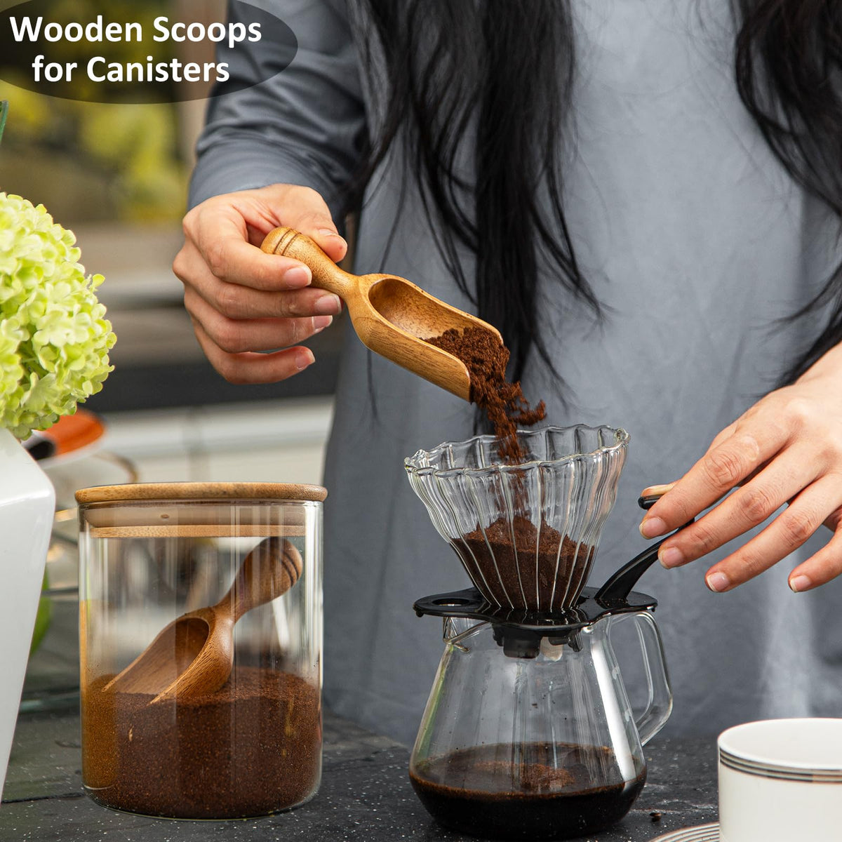 Wooden Scoops for Canisters 4PCS Acacia Wooden Scoop for Jars Small Wood Scoops for Canisters Wooden Scoop for Ground Coffee Scoop for Seasoning Bath Salt Laundry Shovel-Multipurpose