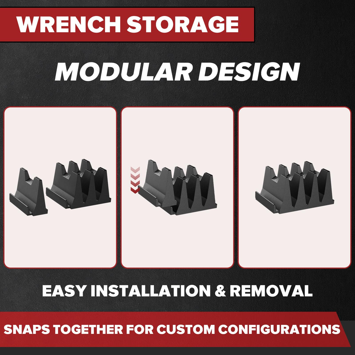 40PCS Modular Wrench Organizer Wrench Holder - Wrench Tool Organizers for Tool Drawer Storage, Wrench Storage Set with Metric & SAE Label, Wrench Rack Tool Gift for Professional Mechanics Men, Black