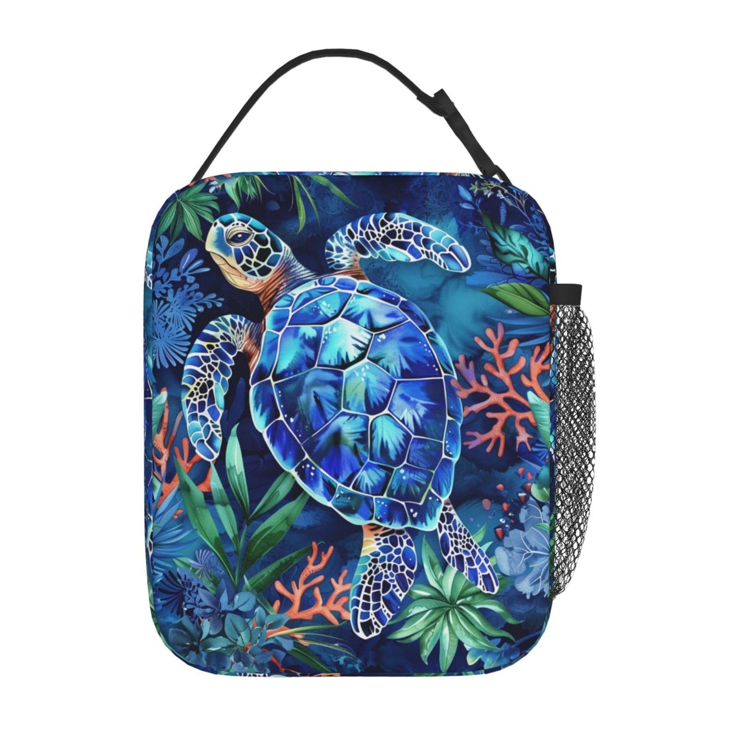 ainori Reusable Sea Turtle Lunch Box for Kids Girls Boys Women Adult, Insulated Tropical Coral and Foliage Lunch Bag,Polyester Cooler Handbags Case for School Picnic Work Travel Beach or Hiking