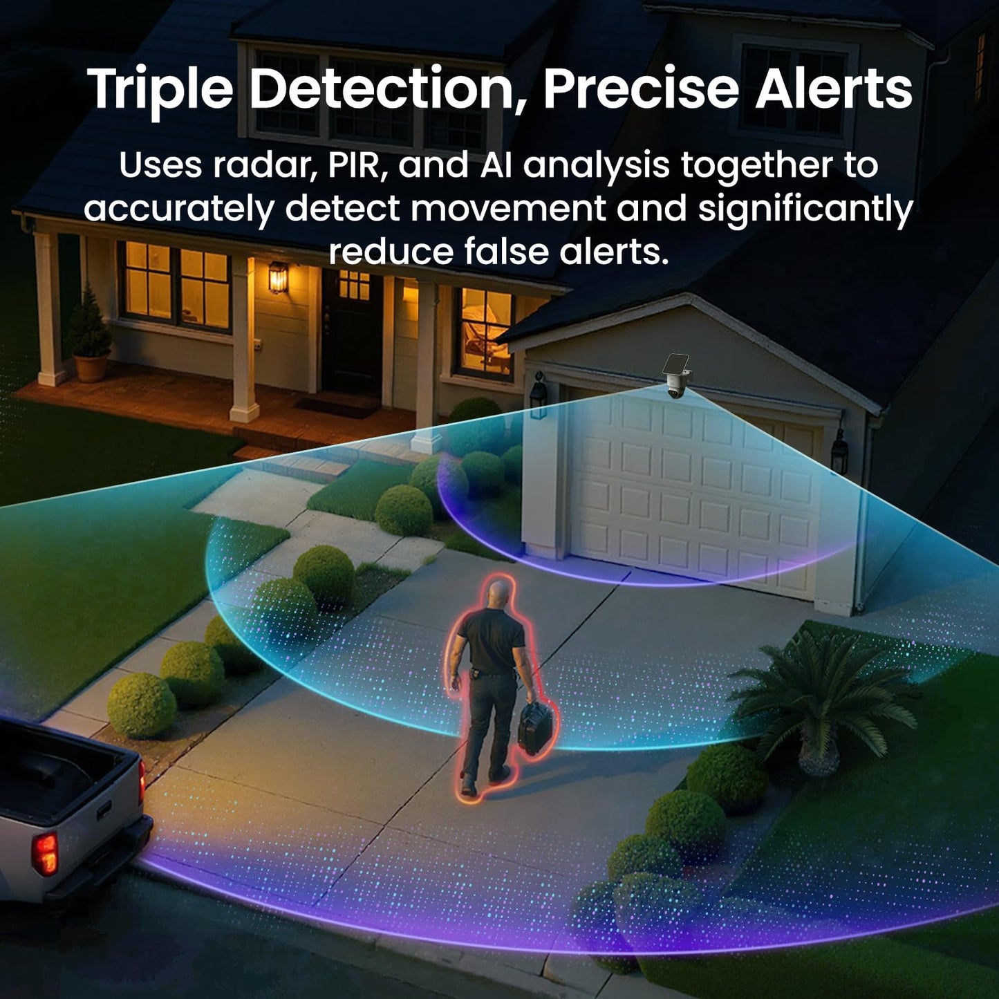 aosu T2 Ultra 4K Security Cameras Wireless Outdoor, TrueColor Night Vision, AI Triple Detection, 360° Auto Tracking, Solar Powered WiFi Camera for Home Security, 1Pack