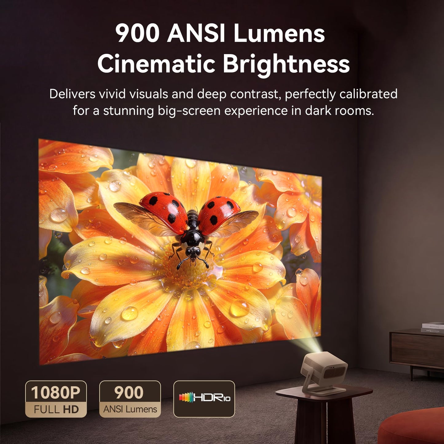 【Official Licensed Google TV 14】Wanbo Vali 1 Pro 4K Smart Projector, Flagship MT9660 Chip, MEMC, 900ANSI, Native 1080P, Dolby Audio, Fully Automatic, 260" Portable Home Outdoor Movie Projector