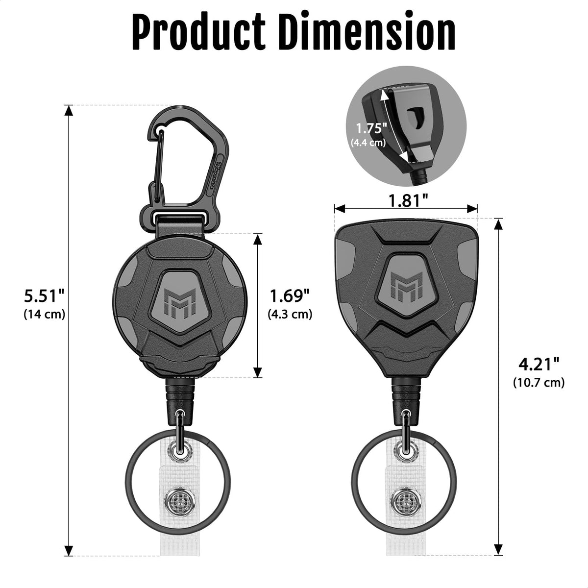 MNGARISTA Heavy Duty Retractable Keychain, Belt Clip Ver. & Carabiner Ver., 9 oz Retraction, 31.5" Steel Rope, Tactical ID Badge Reel with Key Chain Retractor, 2-Pack