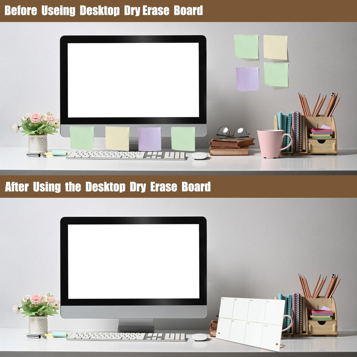 Marribol Weekly Planner Dry Erase Board for Desk,Acrylic Desktop Weekly Planner Whiteboard with Stand,12"X6"-Small, Dry Erase Weekly to Do List White Board for Home Office School-ZMZL-W-1530