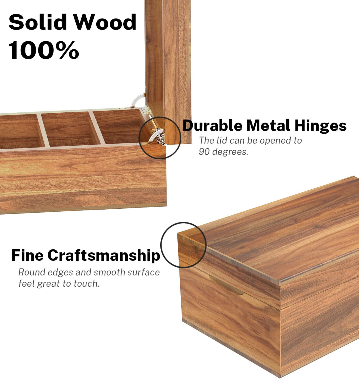 Neando 4’’x6’’ Index Card Holder, Acacia Index Card Box, Index Card Organizer Case, Wood Recipe Box with Dividers, 4 Compartments for 600 Cards, File Note Flash Card Holders