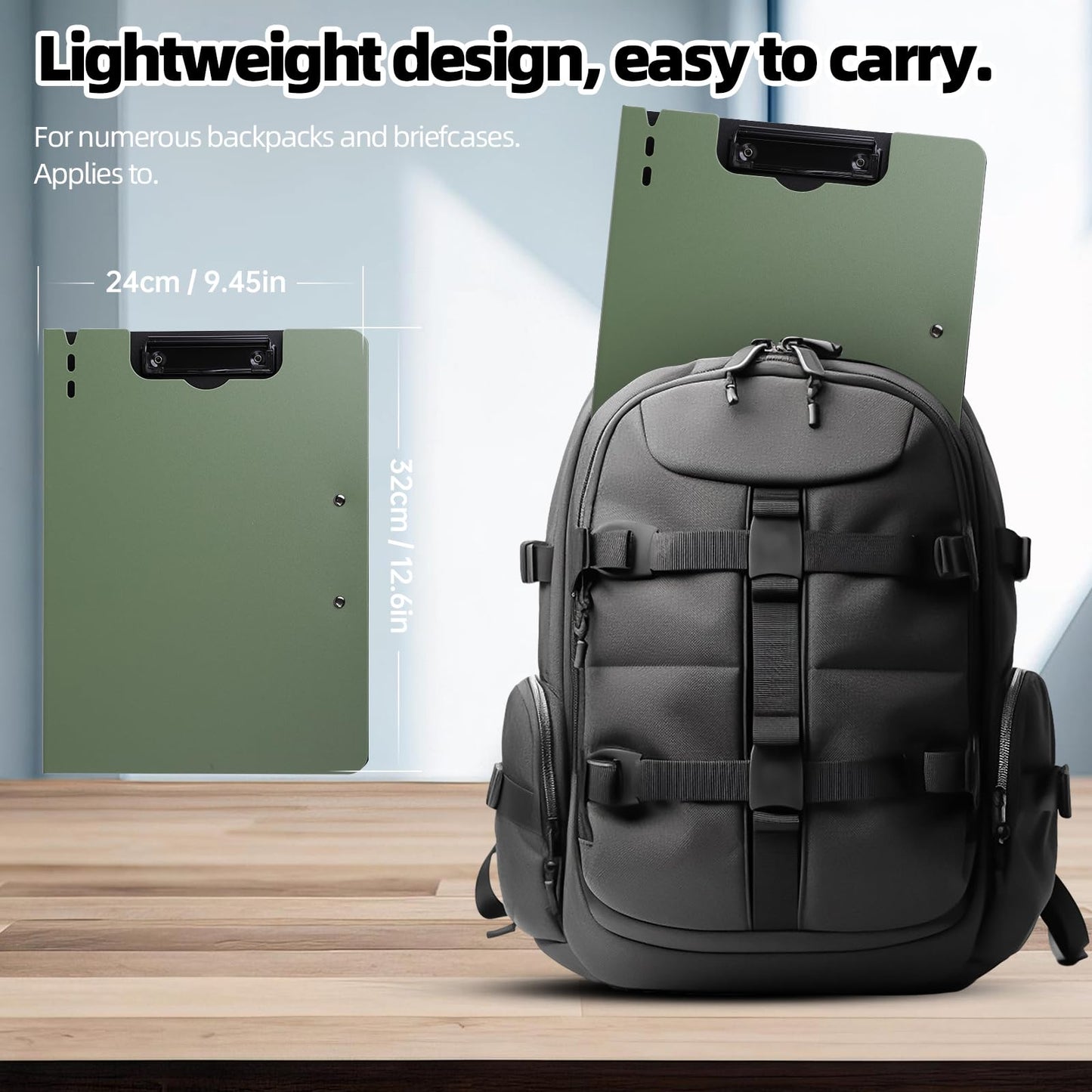 FRETONBA Clipboard Folder, 2 Pcs A4 Foldable Clipboard with Horizontal and Vertical Double Metal Clips, 360 Degree Foldable Binder Clipboards with Pen Holder, File Cover Work Folder Clipboards, Green