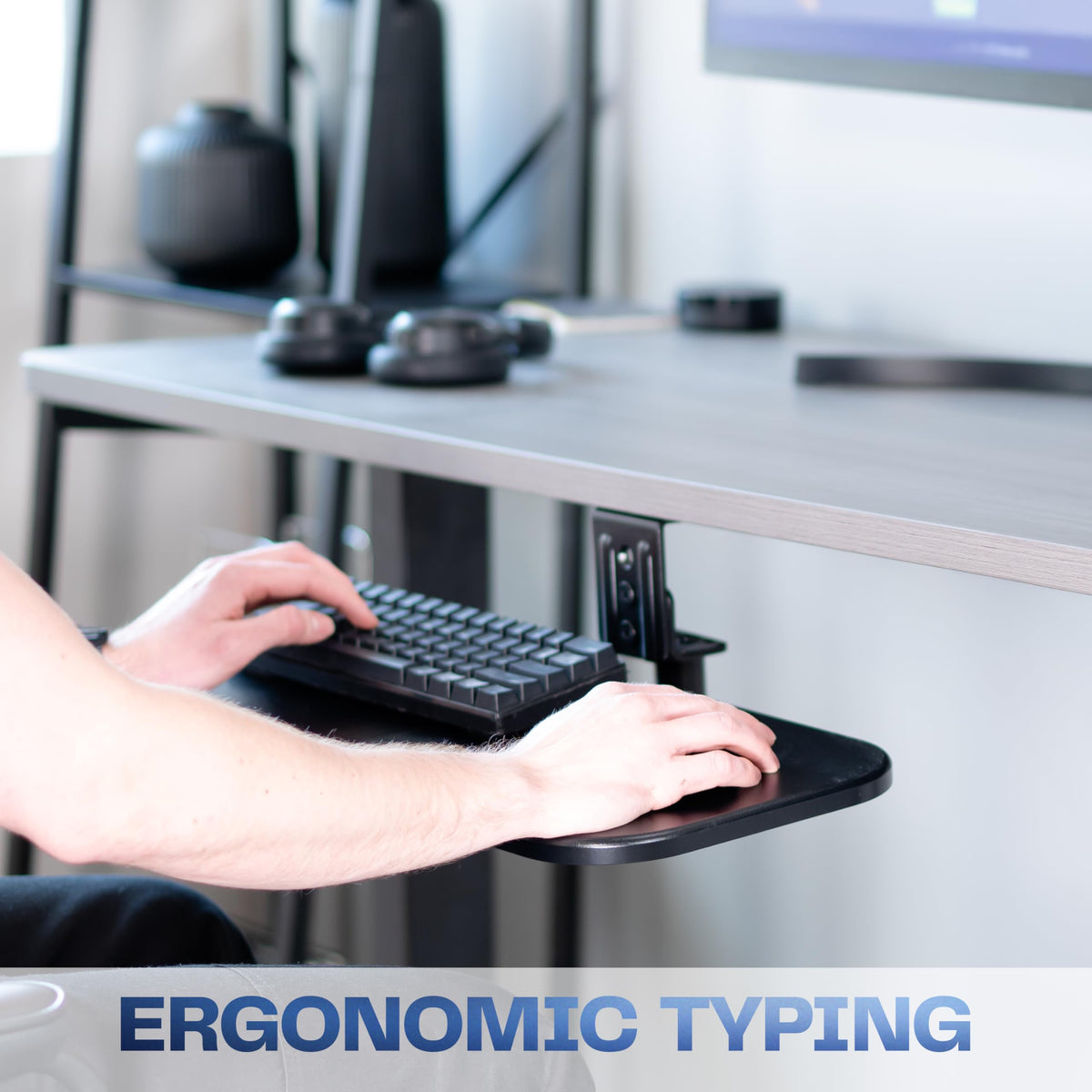 VIVO Under Desk Rotating 23 x 10 inch Computer Keyboard and Mouse Tray, Swiveling Platform, Ergonomic Typing, Black, MOUNT-KB01B
