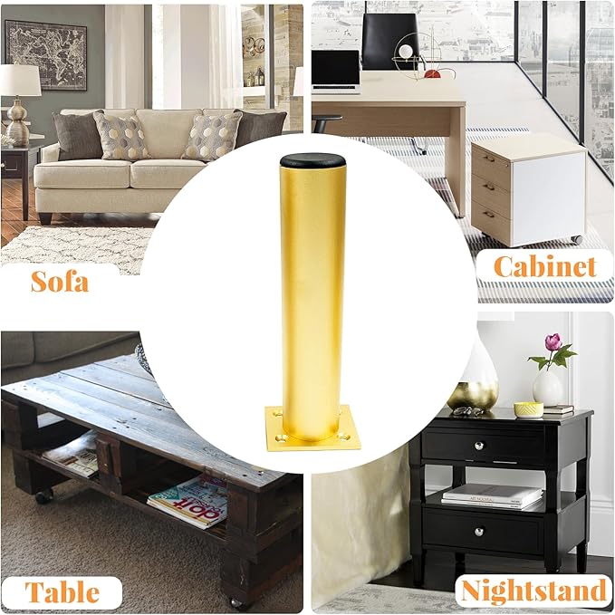 Set of 4 Aluminum Alloy Furniture Legs 12 Inch Height, 1.5 Inch Diameter