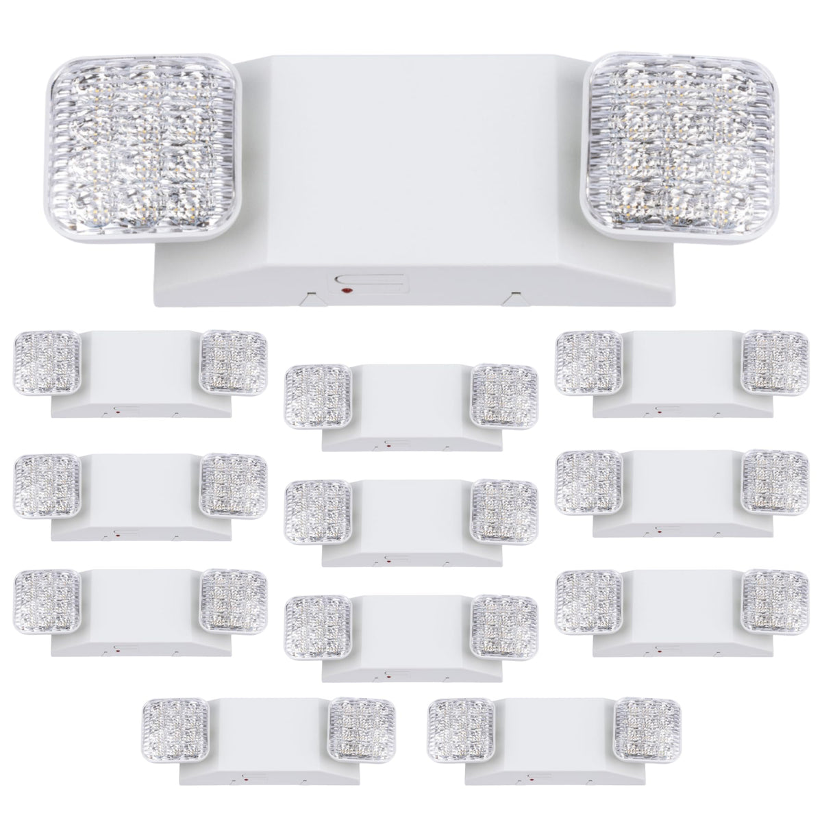GRUENLICH LED Commercial Emergency Light with Dual Head and Backup Battery, US Standard, AC 120-277V, Hardwired Emergency Light Fixtures for Business Office Power Outages, 12-Pack