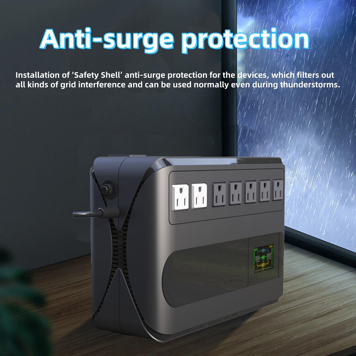 Gitroso UPS 1000VA 500W Uninterruptible Power Supply Offline Back UPS Intelligent LCD Battery Backup and Surge Protector Battery Backup for Computer GF1000