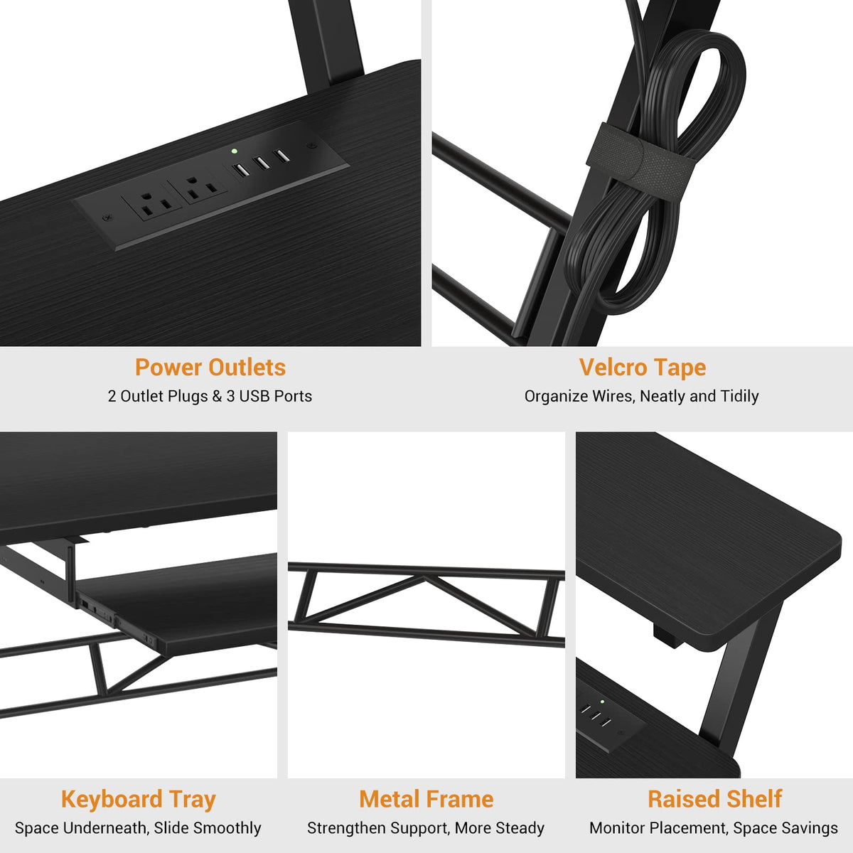Music Studio Desk Production Workstation - Recording Studio Desk for Producer with Power Outlet, Studio Workstation for Music Recording, Home Studio Table Desk, Black