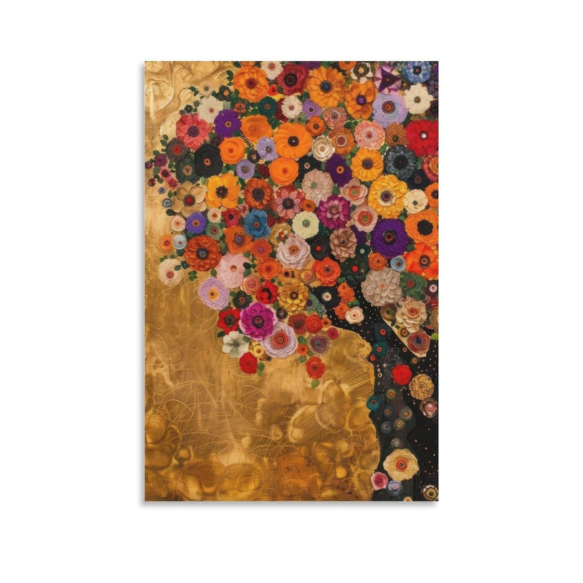 Gustav Klimt Tree of Life Flowers Canvas Printing Wall Art Prints Wall Decor Posters Floral Abstract Golden Bohemian Scandinavian Home Living Room Bedroom Office Gallery Gift 12x18inch(30x45cm)