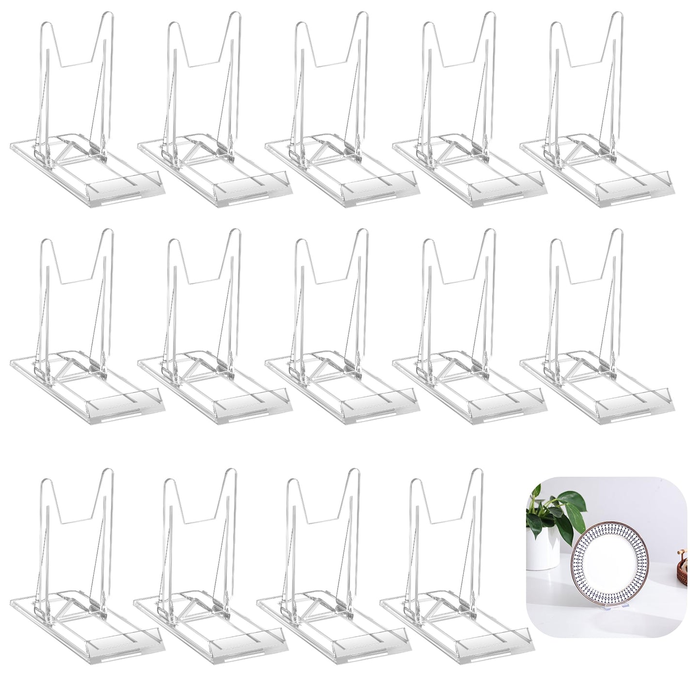 14 Pack Acrylic Book Display Stand - Adjustable Clear Easel Holder Display Collector Stand for Comic Books, CD DVD, Plates, Magazines, Postcard, Artworks, Collectibles & Home Office Decor