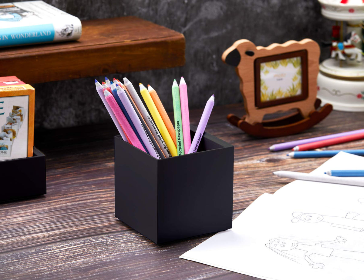 Bostitch Office Konnect Desk Organizer Accessory Tray & Storage Cup Bundle, Stacks for Desktop Storage,Makeup Organization, Black
