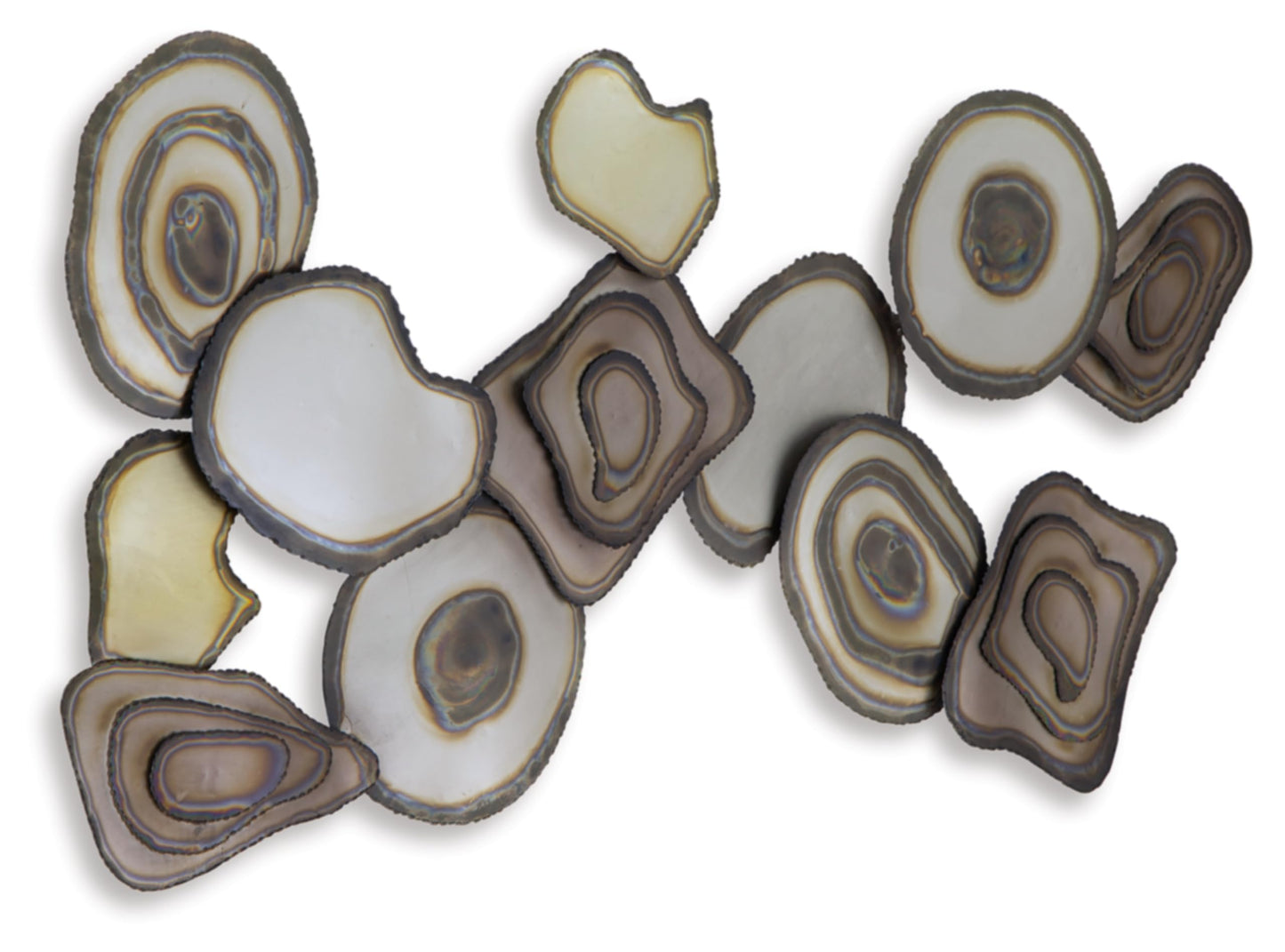 Signature Design by Ashley Worthman Contemporary Metal Abstract Wall Decor 40 x 20 Inches, Dark Brown & Light Gray
