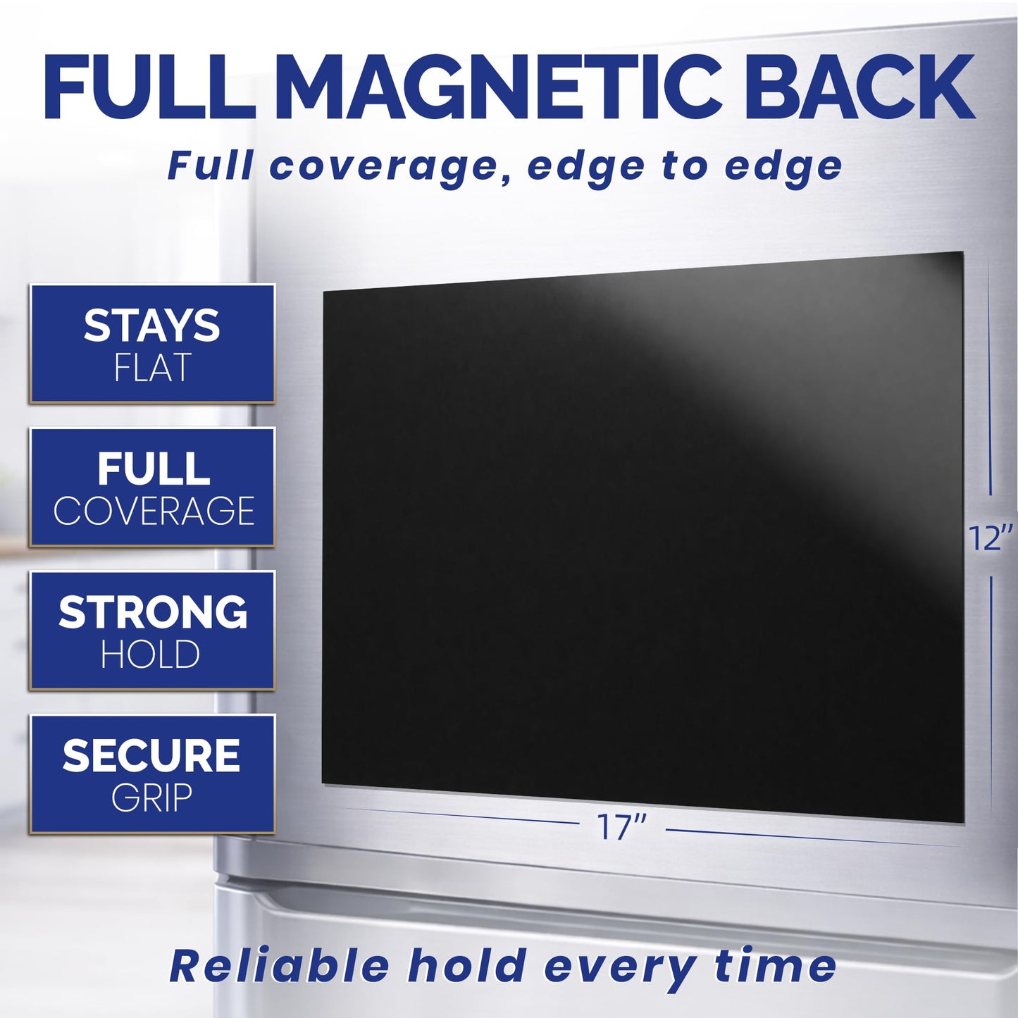 Monthly Magnetic Calendar for Refrigerator - 17x12” Stain-Resistant Dry Erase Fridge Calendar Whiteboard with Large Writing Space for Schedules, Chores & Meals - With 4 Markers & Eraser - Monday Start