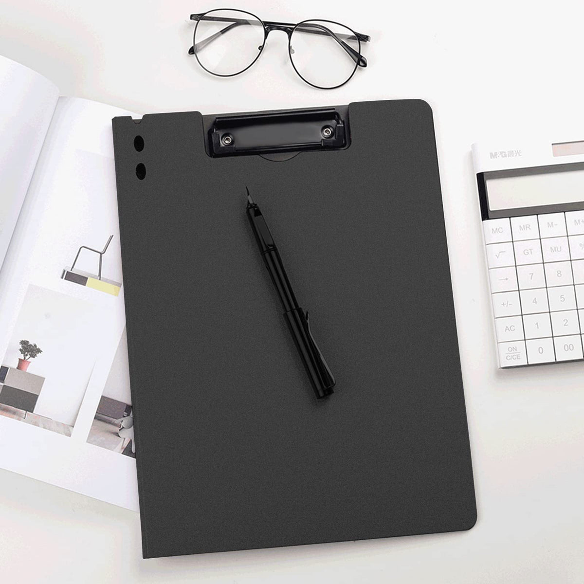 CATOOMUU A4 Foldable Clipboard with Binders 5 Pack, 360° Cover Flip Clipboard, Plastic Privacy File Folder with Storage for Nursing, Students, Office