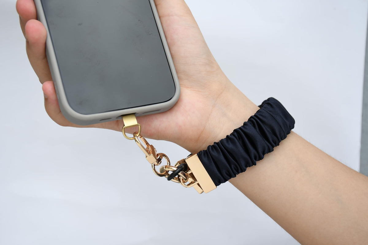 Long Pond Secure Adjustable Cell Phone Wrist Strap, Stylish Bracelet Wristlet, Anti-Lost Elastic Band for iPhone 16 Pro Max&Most Cellphones or Car Keys | Workout & Travel - Black