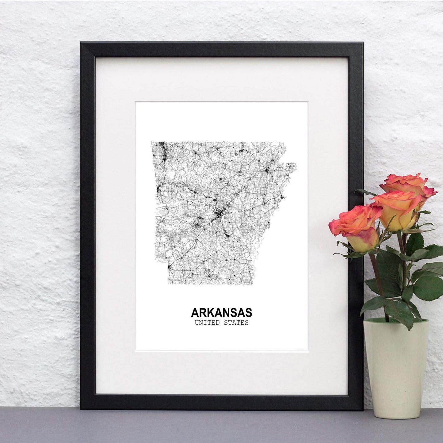Eleville 11X14 Unframed Arkansas United States Country View Abstract Road Modern Map Art Print Poster Wall Office Home Decor Minimalist Line Art Hometown Housewarming wgn163