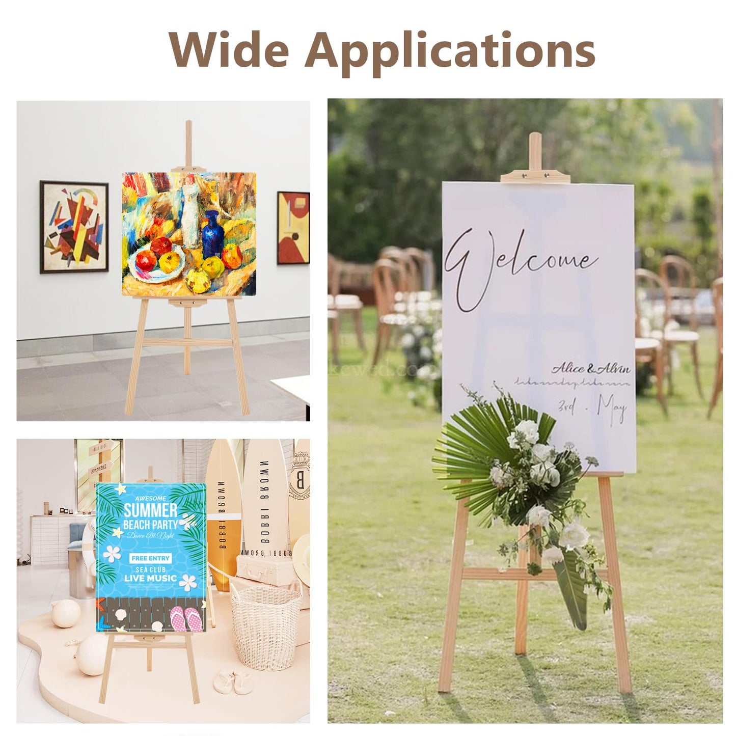 Falling in Art Easel Stand for Painting, Adjustable Wooden Easels for Painting Canvas Up to 42", Folding Art Easel for Drawing, Wedding Sign and Poster, Suitable for Kids and Adults