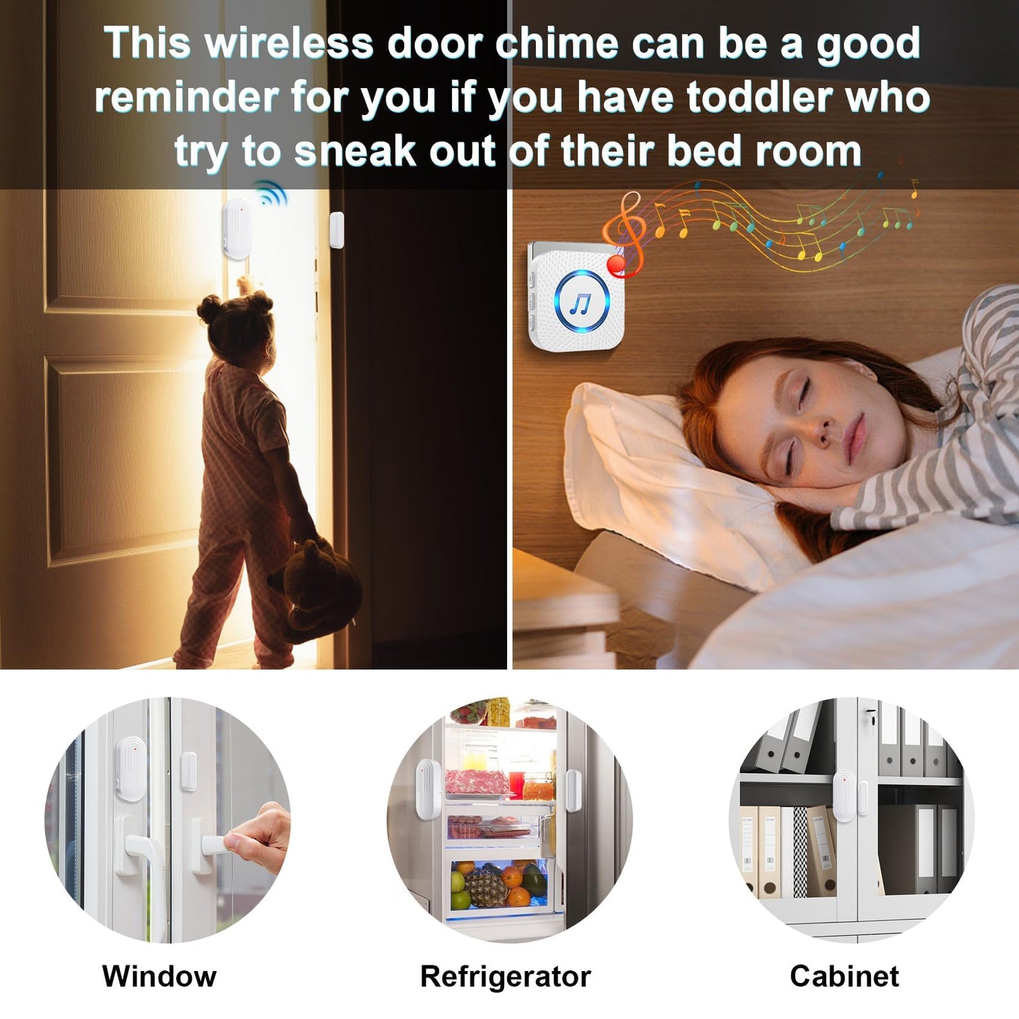 Door Chime,SanJie Wireless Door Sensor Chime When Door Opens,Door Entry Alarm Chime for Business/Home/Kids,500 FT Range,26 Chimes 5 Adjustable Volume, 2 Sensors + 1 Receivers