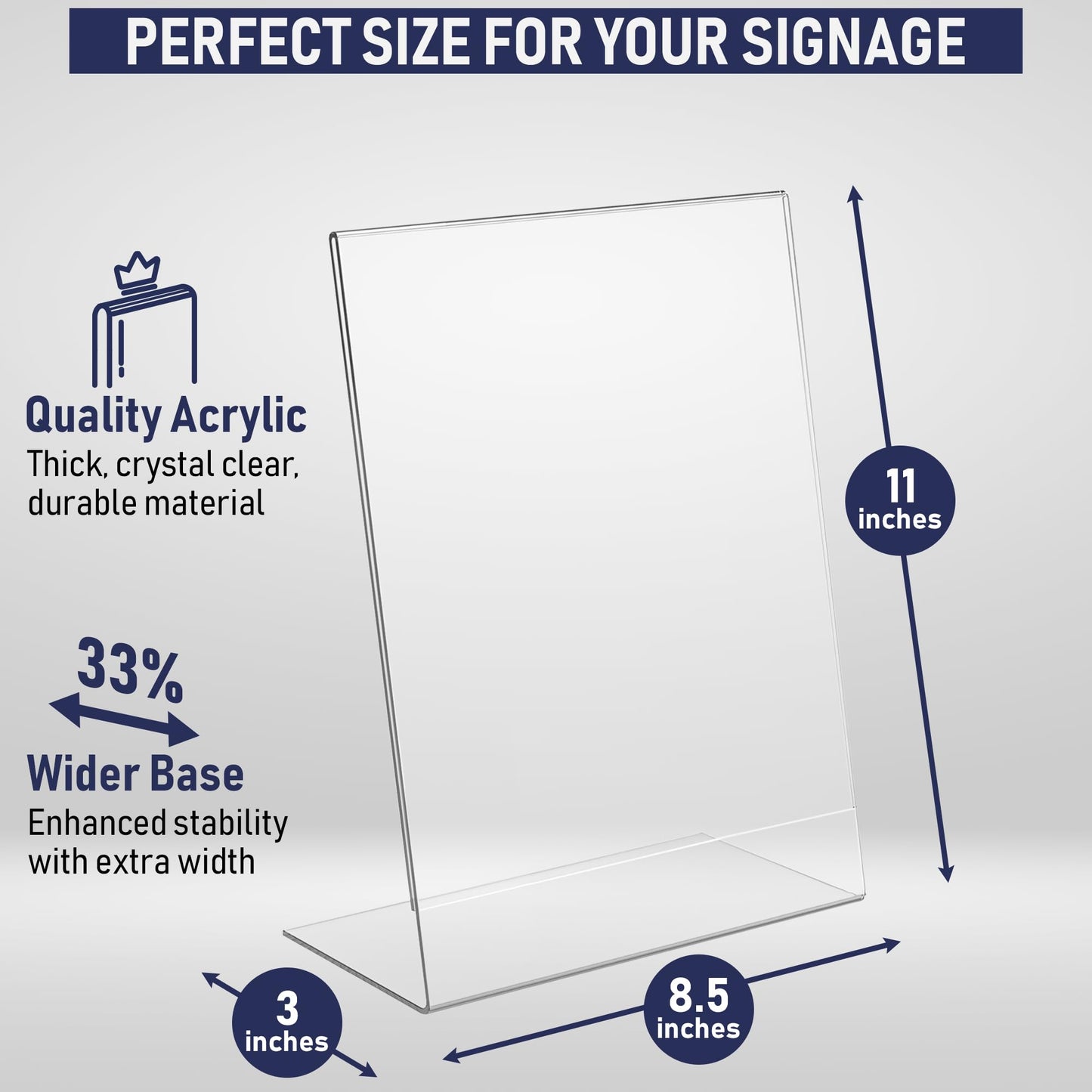 Acrylic Sign Holder 8.5 x 11, Slant Back Display Stand, A-Frame Flyer Display for Office, Menu Holder, and Table Signs. Acrylic Stands for Paper and Sign Frame, Perfect for Tabletop Use (6 Pack)