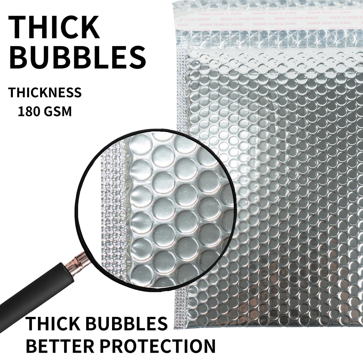 50 Pack 11x14 Inch Thermal Insulated Bubble Mailers for Cold Shipping, Metallic Silver Foil Padded Envelopes, Self-Seal Water-Resistant Cushioned Shipping Bags