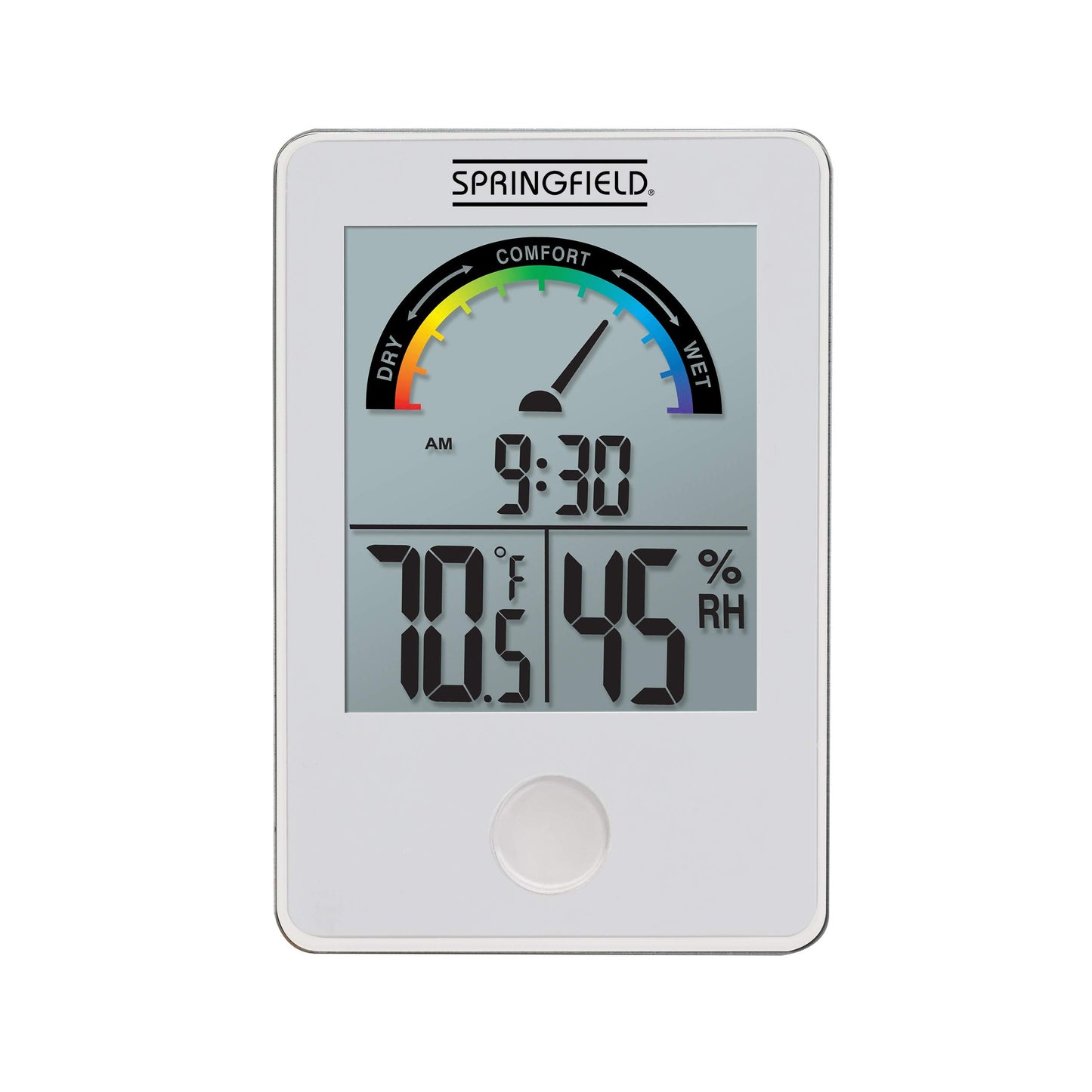 Springfield Wireless Digital Indoor Comfort Level Thermometer, Humidity and Temperature Monitor, White