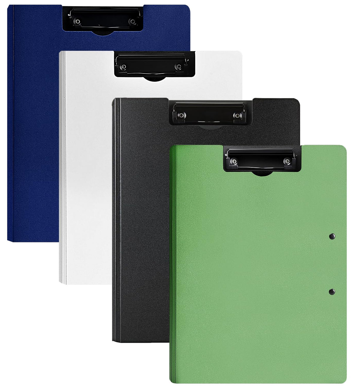 MUYICS 4 Pack Foldable Clipboards, A4 Clipboard Folder, Office Clipboard Folder with Double Clips Metal Clip, Storage Clipboards for Office, School or Medical Field(4 Colors)