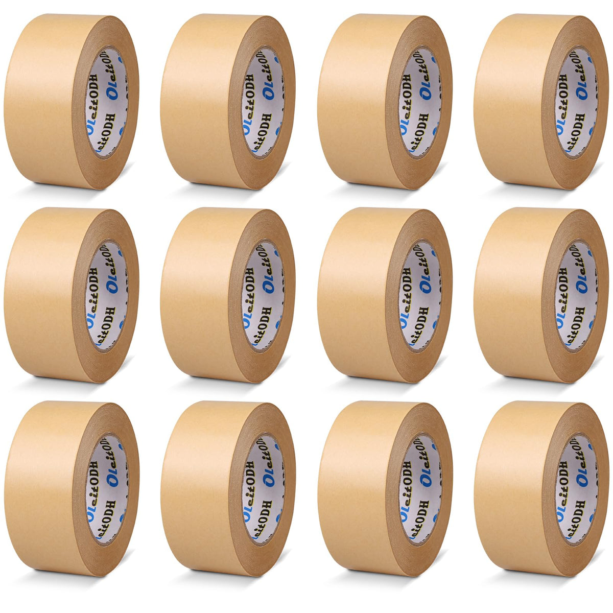 Oleitodh 12 Pack Brown Paper Packing Tape, Kraft Paper Tape Bulk 2" x 55 Yardx 7 mil Gummed Tape for Marking, Sealing Box, Masking, Shipping, Strong Adhesive Easy-to-Tear Waterproof Tape