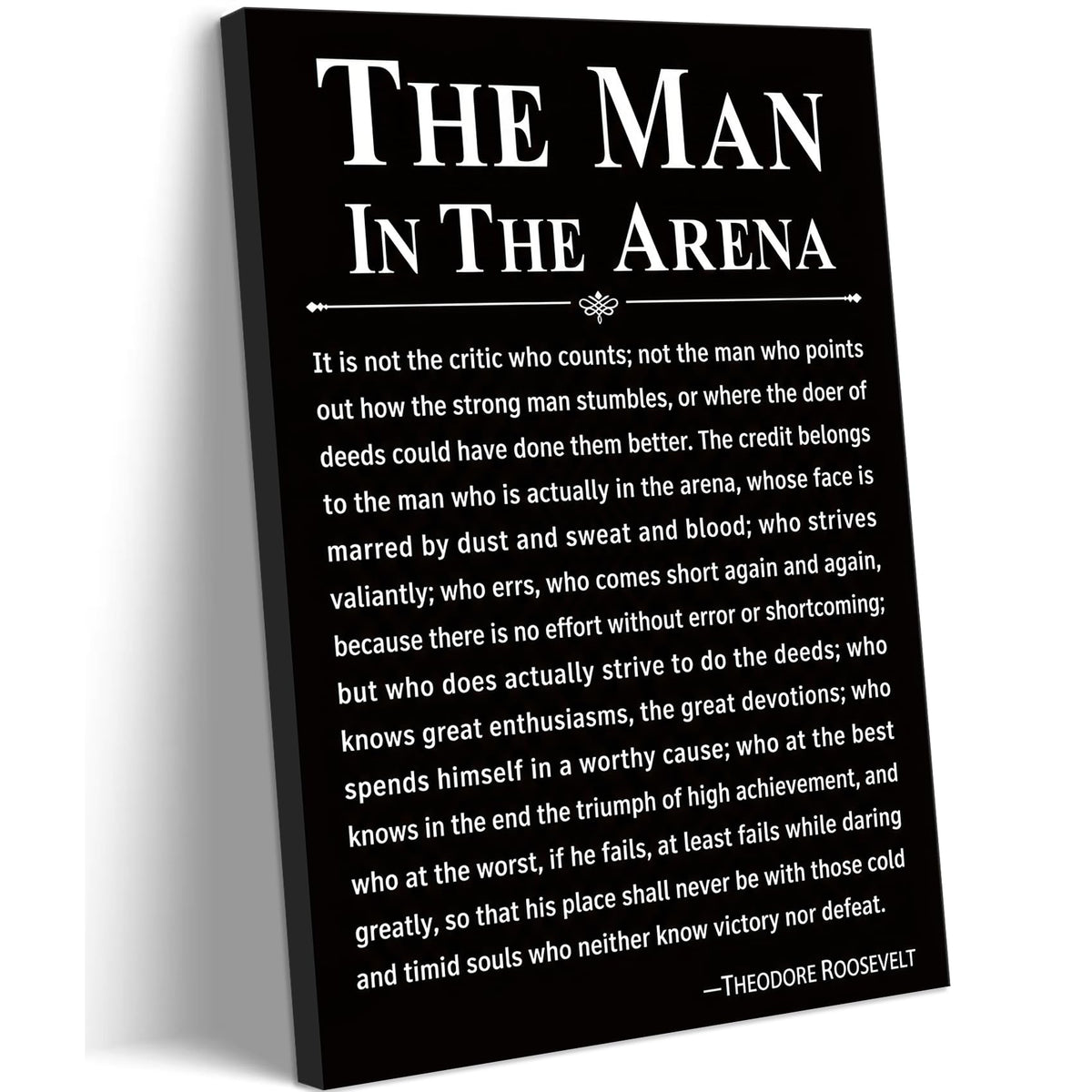 Office Inspirational Canvas Wall Art The Man in the Arena Painting picture Wall Decor Motivational Positive Quote Poster Print Artwork Gift for Men&Women Office Home Decoration 12x16 in Black Canvas
