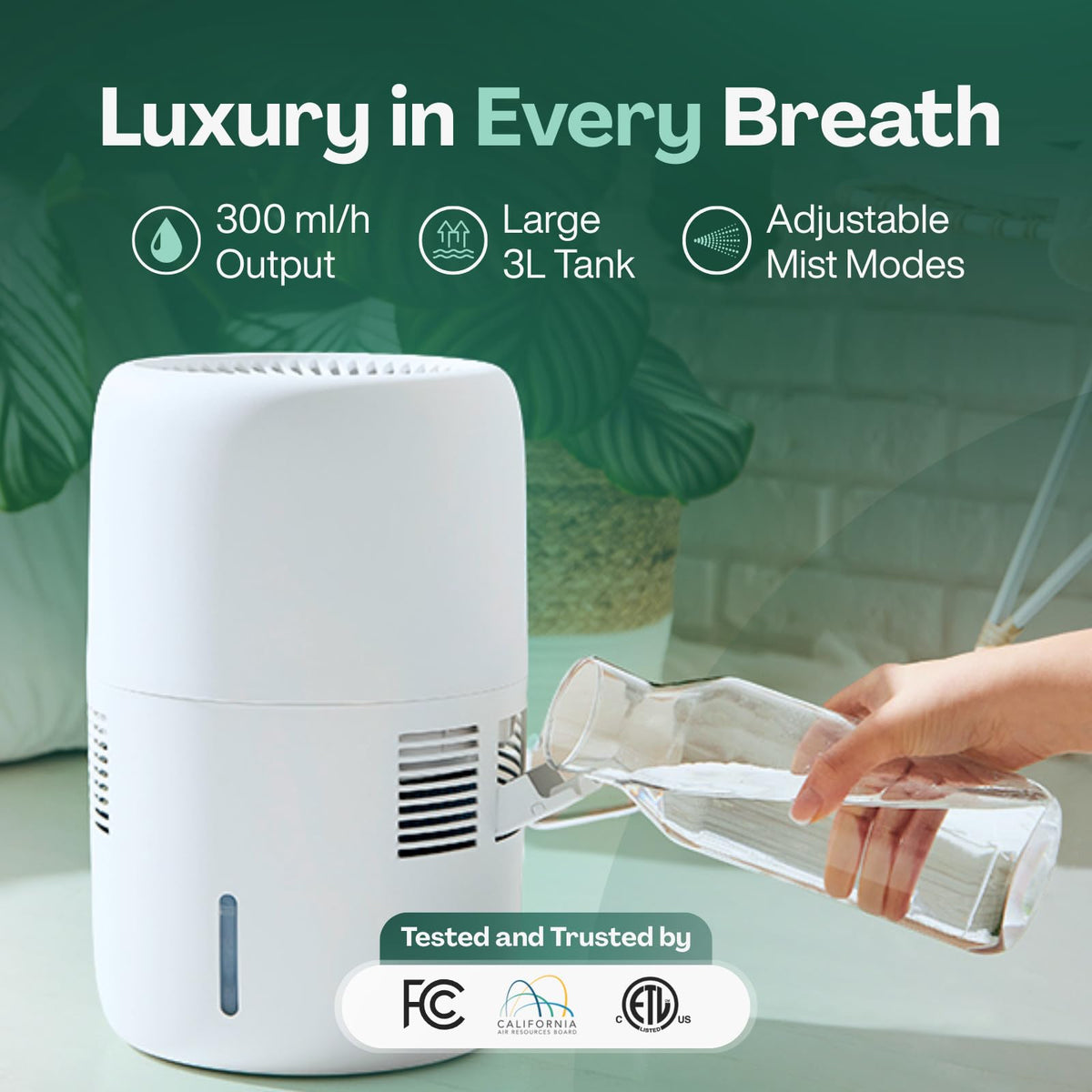 Smart Evaporative Humidifiers for Bedroom with App Control & 3L Tank – Mist-Free, No White Dust – Quiet Operation for Better Sleep – Beige Humidifier Klarta Humea
