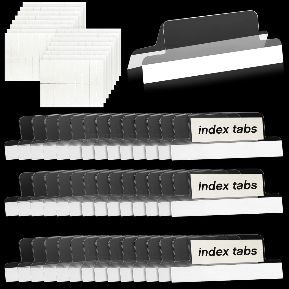 Gersoniel 50 Pieces 2 Inch Insertable Self-Adhesive Tabs with Printable Inserts with File Folder Labels Sticky Plastic Index Clear Divider Stick on File Self Adhesive for Books Page