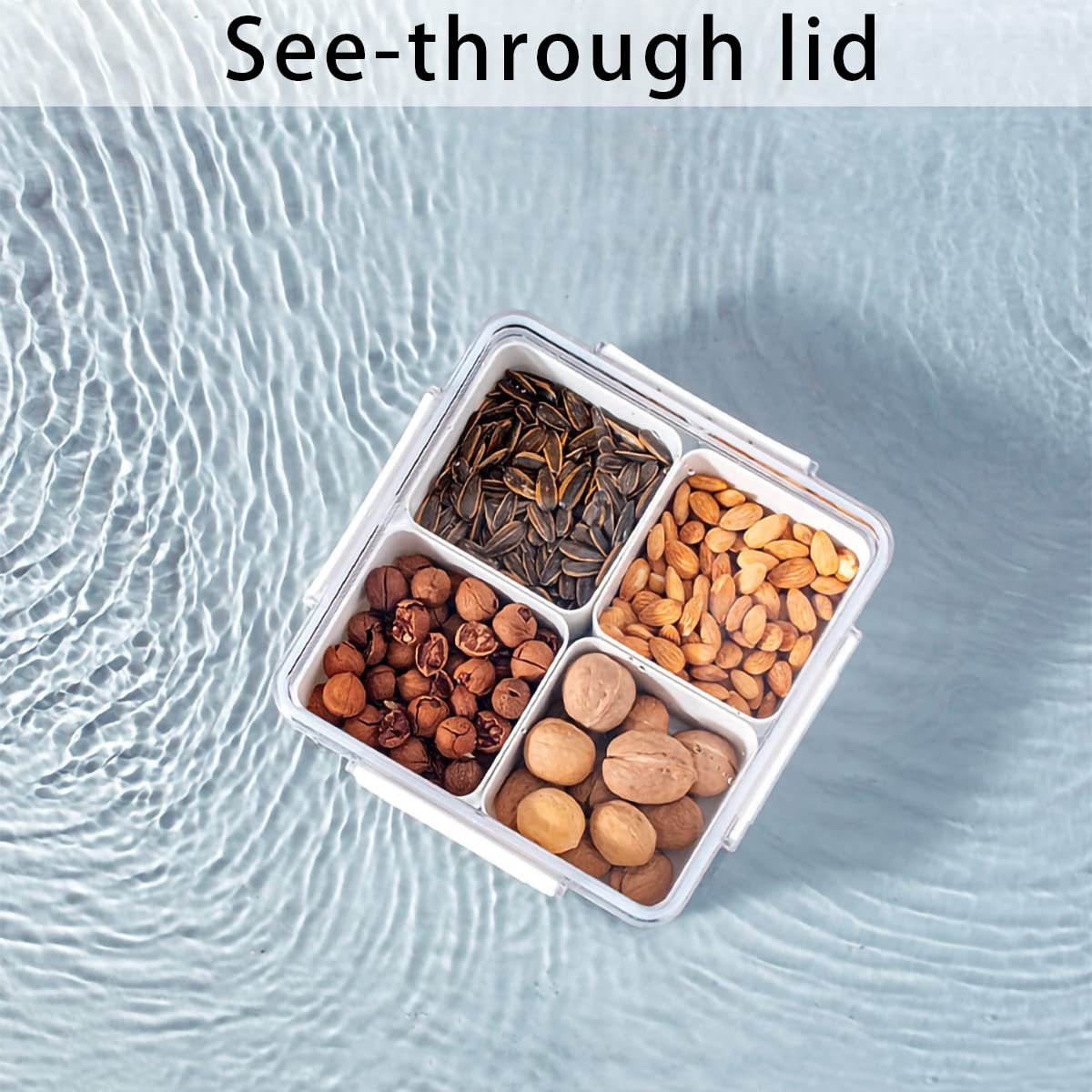 MineSign 2Pack Divided Veggie Tray with Lid Snackle Box Serving Container Salad Keeper with 4 Removable Boxes Stackable Refrigerator Organizer Bins Produce Saver for Meal Prep Fruit