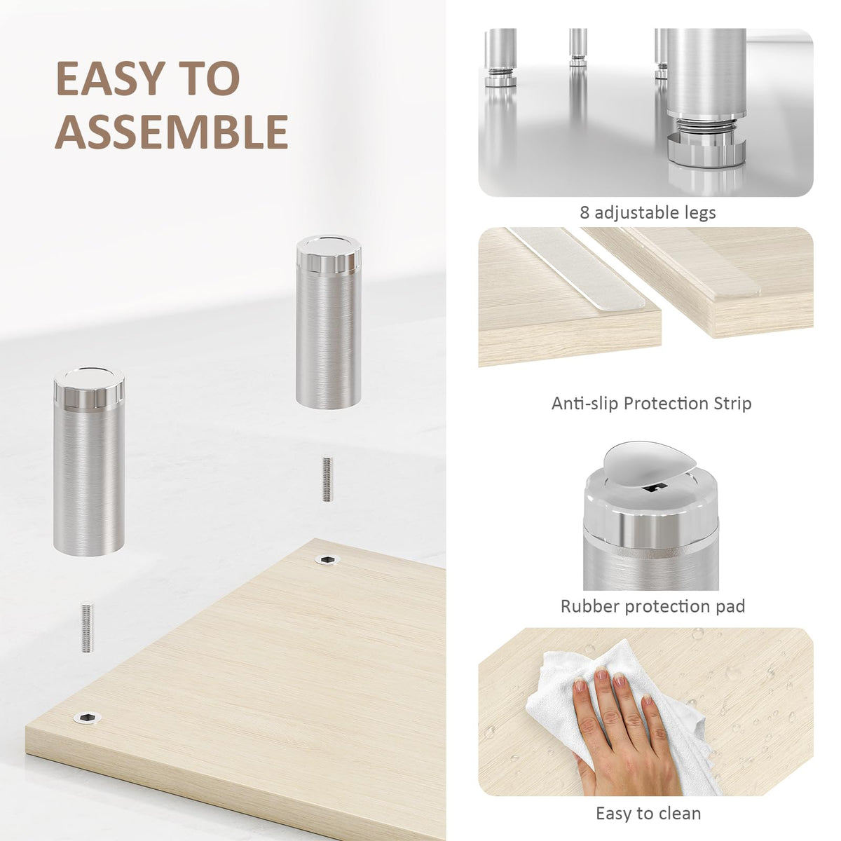 AX Waber Dual Monitor Riser - Adjustable Length & Angle, Wooden Stand for 2 Monitors with Storage