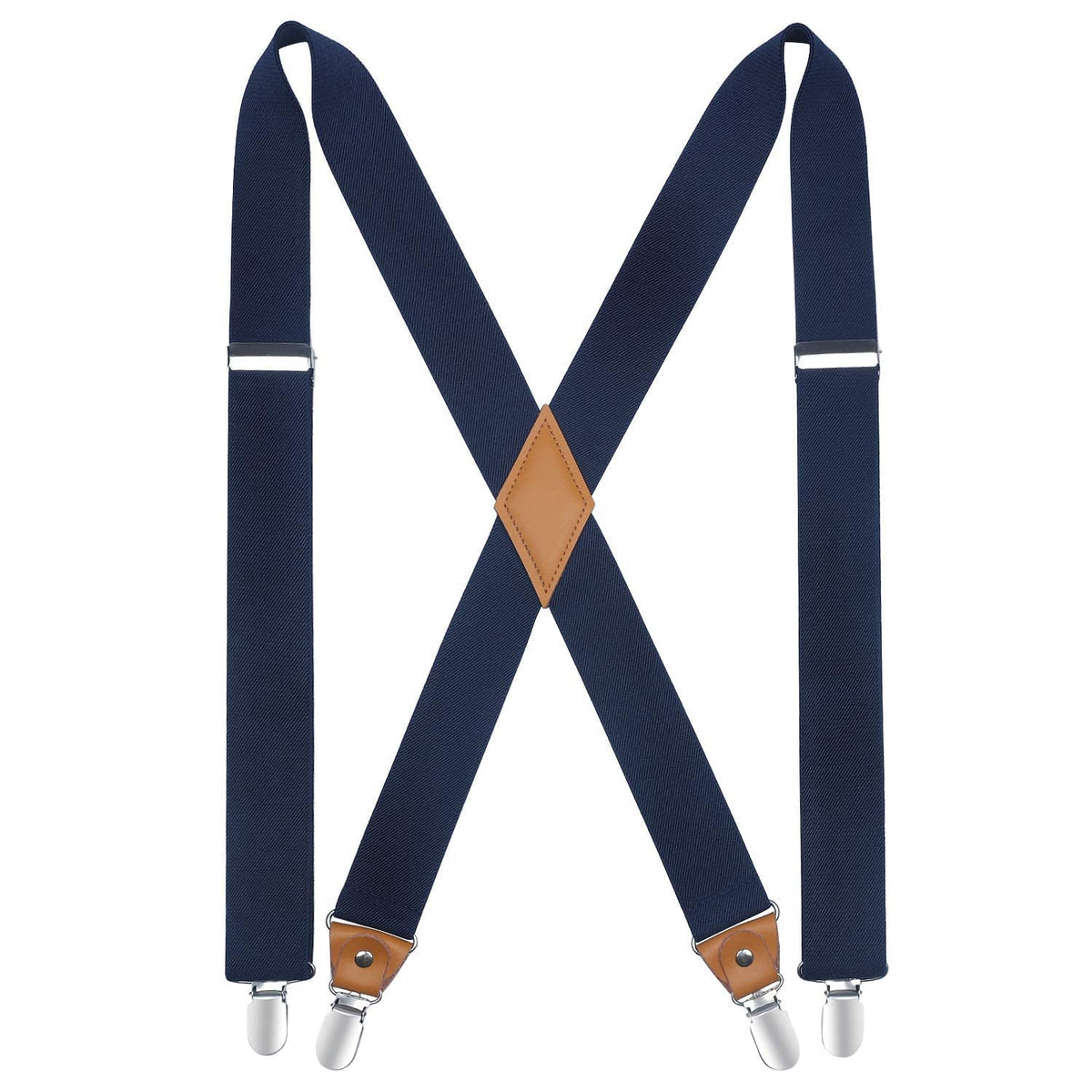 HISDERN Suspenders for Men Navy Mens Suspenders Blue Adjustable Elastic Suspender Braces Heavy Duty Clips X-Back 1.4 Inch Work Trousers