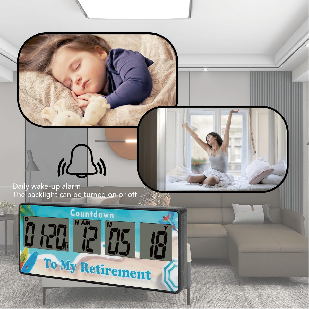 Yooreal Digital 9999 Days Countdown Days Timer Clock,Retirement Countdown Timer,Magnet Design,Loud Alarm,Tracks Wedding Vacation Working Cooking Baby Birth (Blue)