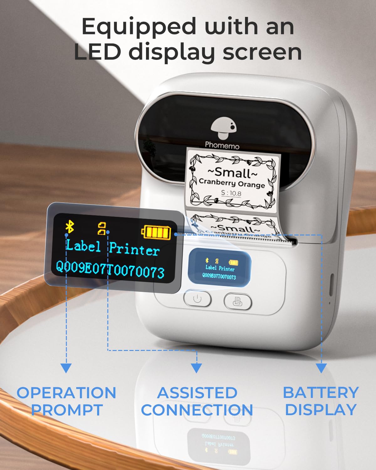 Phomemo Label Printer - M110 Address Label Maker Bluetooth Thermal Portable Label Maker Machine for Small Business, Barcode, Cable, Retail, Clothing, Barcode Printer Compatible with Phones & PC, White