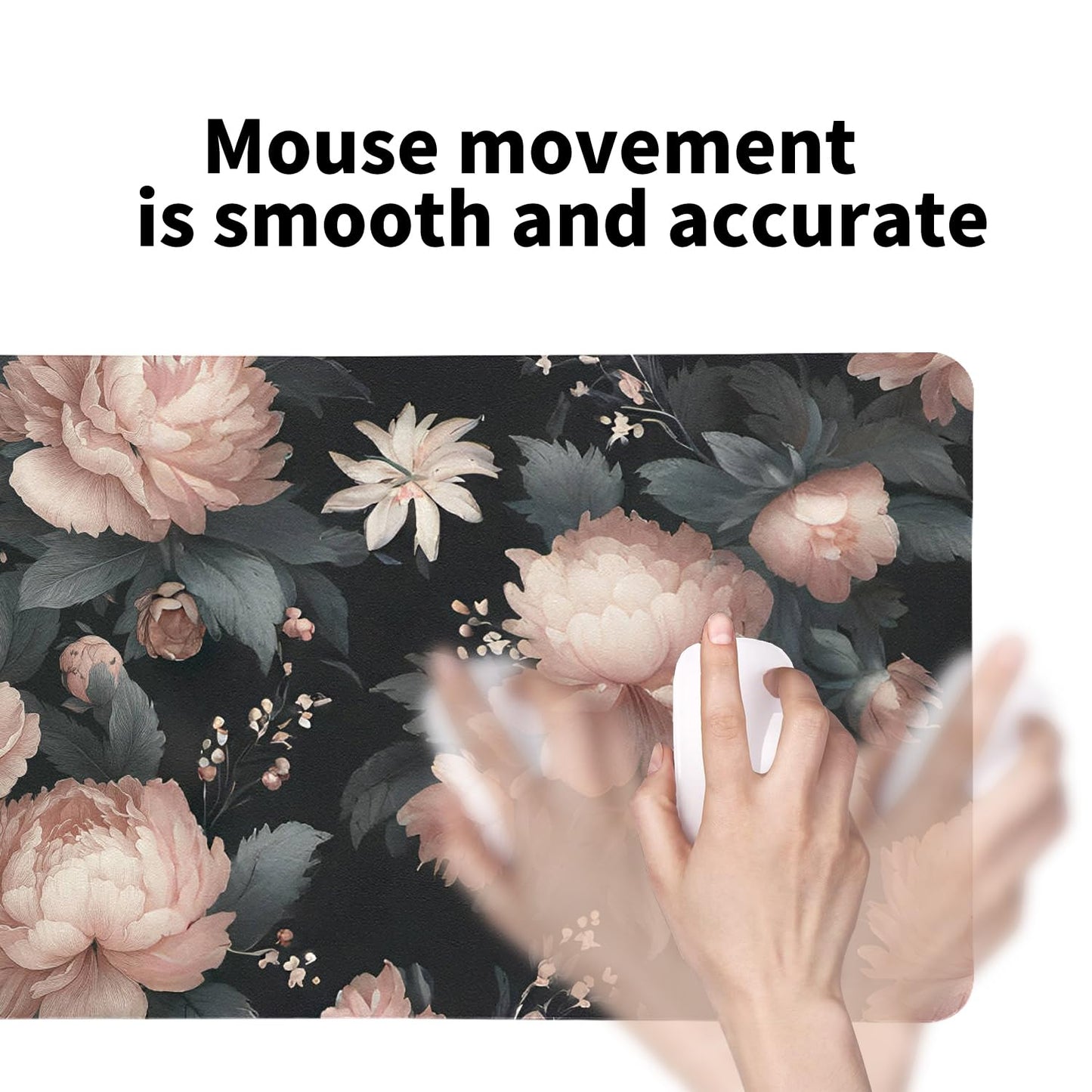 Luxurious Peony Floral Desk Mat, Elegant PU Leather Desk Pad for Women - Large Non-Slip Office Mat for a Stylish & Protected Gaming & Home Workspace(23.6x11.8 Inch)
