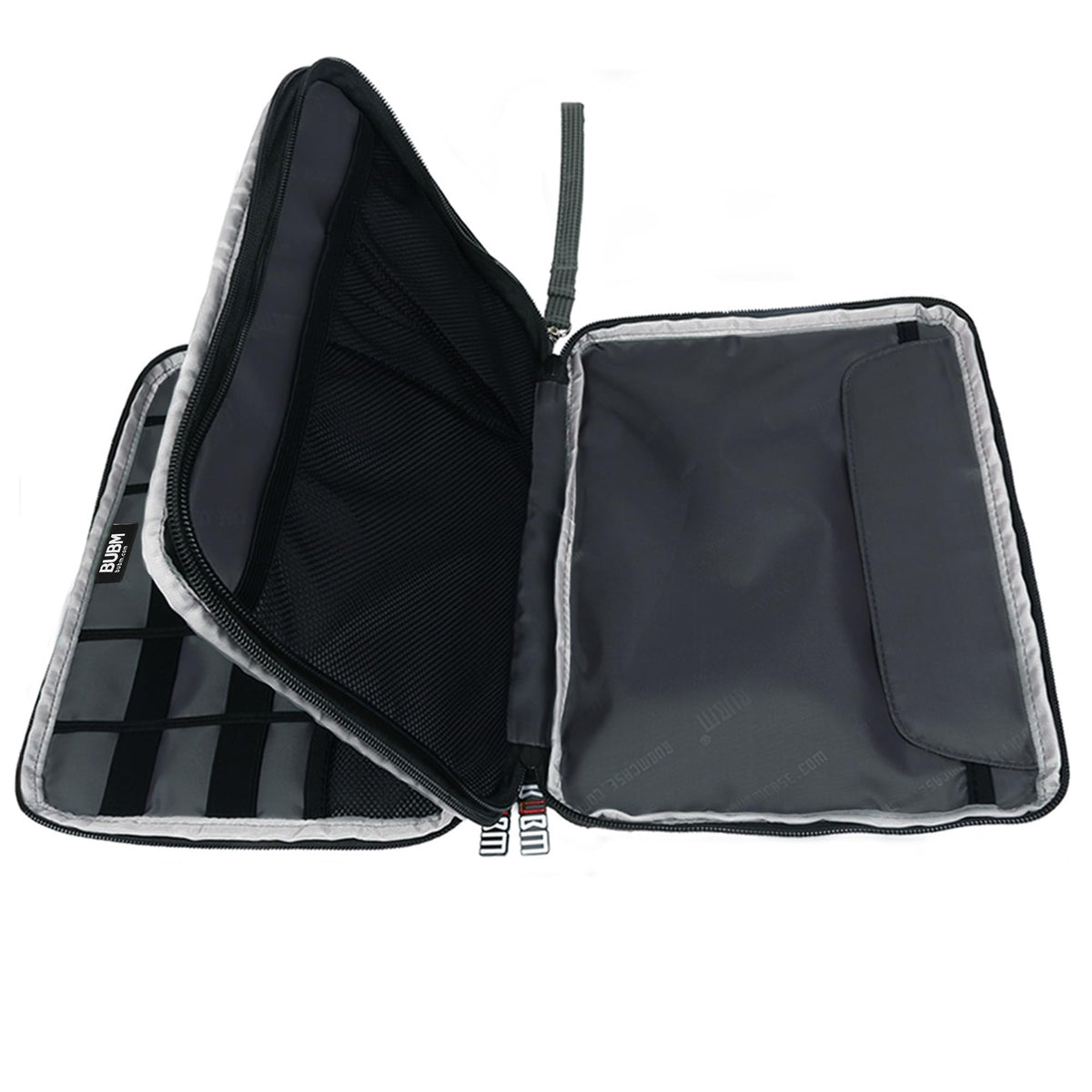 BUBM Double Layer Electronics Organizer/Travel Gadget Bag For Cables,Memory Cards,Flash Hard Drive and More,Fit For iPad Or Tablet(Up To 9.7")--Large, Black