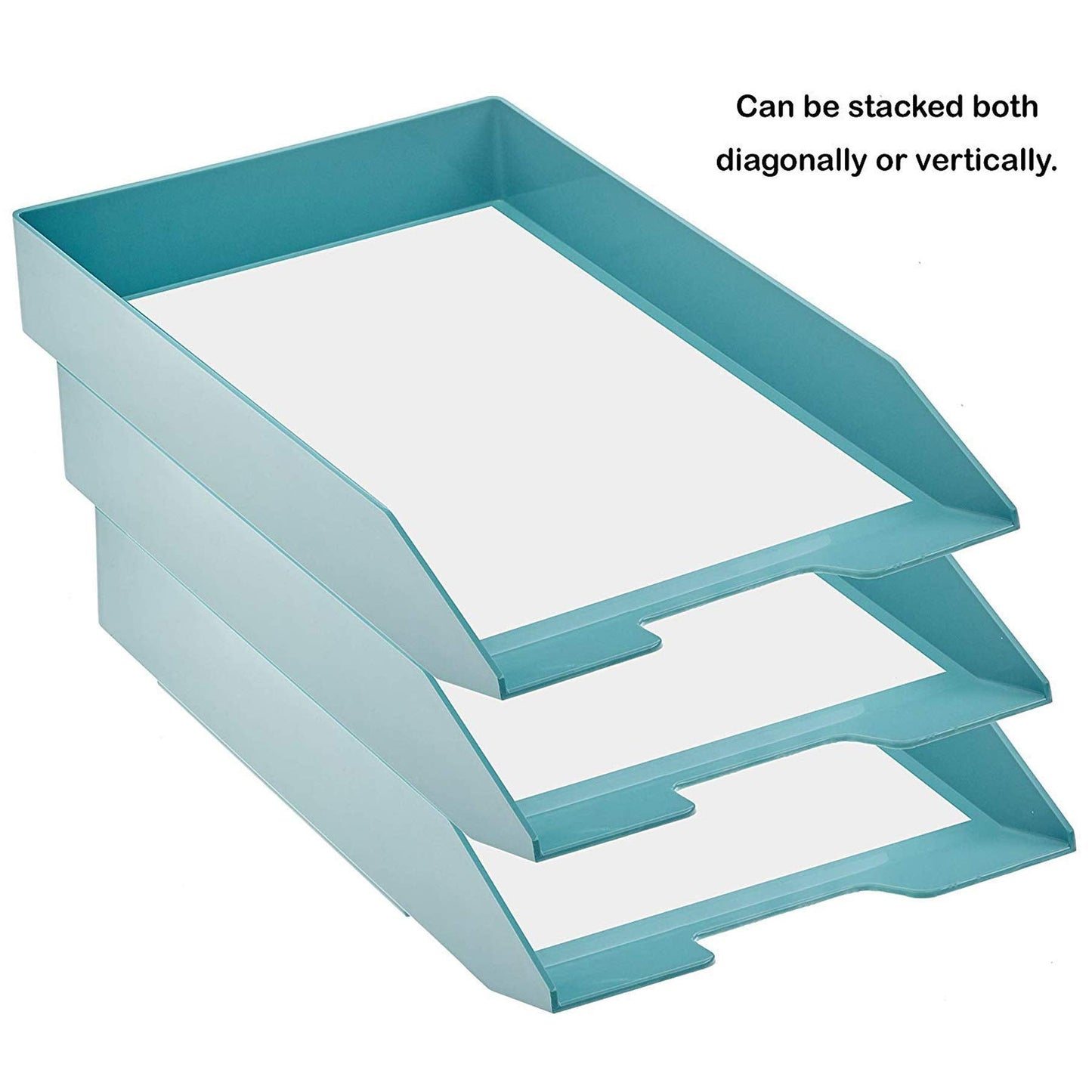 Acrimet Stackable Letter Tray Front Load, Letter Size, Stacking Document Desk Office Paper Organizer, Plastic, Solid Green Color, 1 Unit