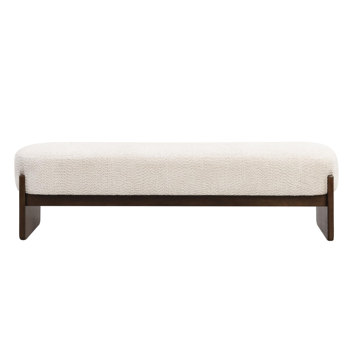 Christopher Knight Home Arden Minimalist Style Rectangular Loop Yarn Fabric Ottoman Bench, Rubberwood Frame, Entryway Bench, Living Room Sofa Extra Seat, End of Bed Footstool, Beige+Brown