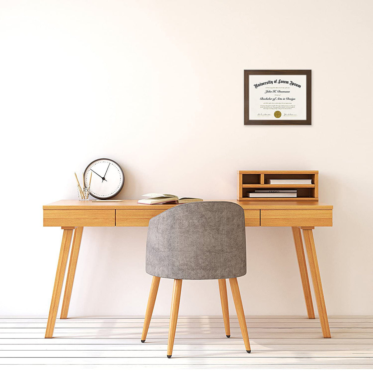 Americanflat 8.5x11 Diploma Frame with Shatter-Resistant Glass - Document Frames with Engineered Wood - Legacy Collection - Certificate Frame for Tabletop and Wall Display - Walnut