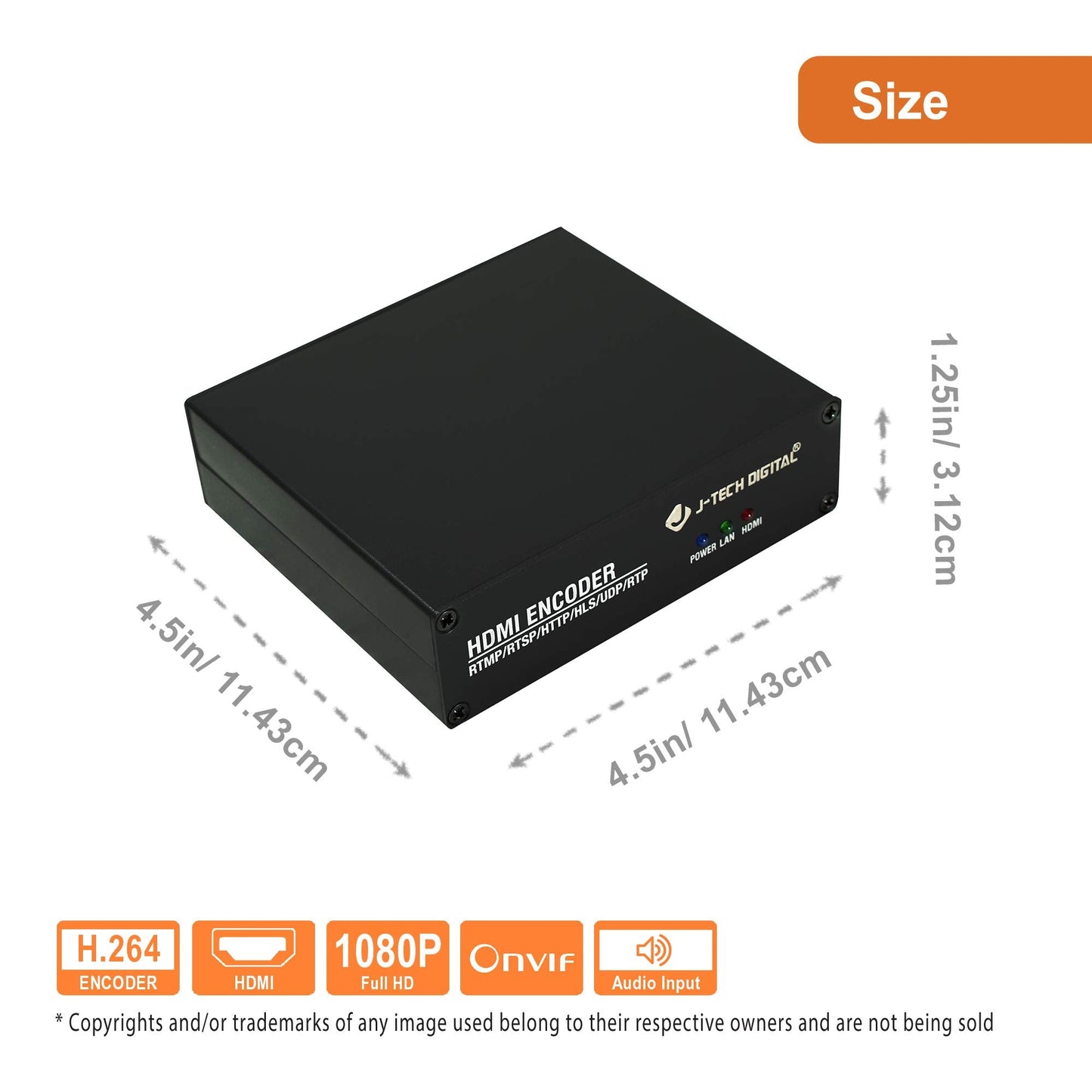 J-Tech Digital HDMI H.264 IPTV Encoder Livestream with Audio Embedder 1080P 60Hz for Online Streaming Platforms Control App Available [JTECH-ENCH4A]
