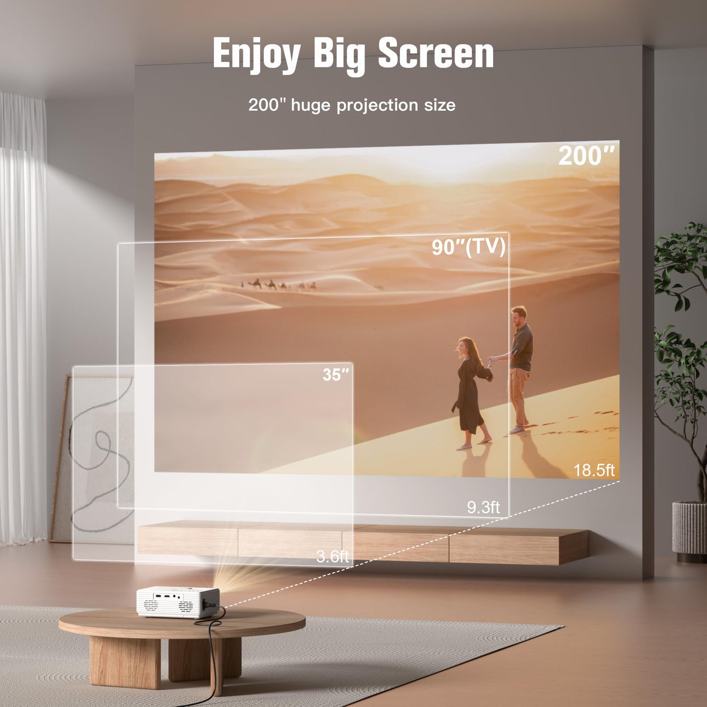 AuKing Projector, 2026 Upgraded Mini Projector, Full HD 1080P Home Theater Video Projector, Compatible with HDMI/USB/AV/Smartphone/TV Box/Laptop