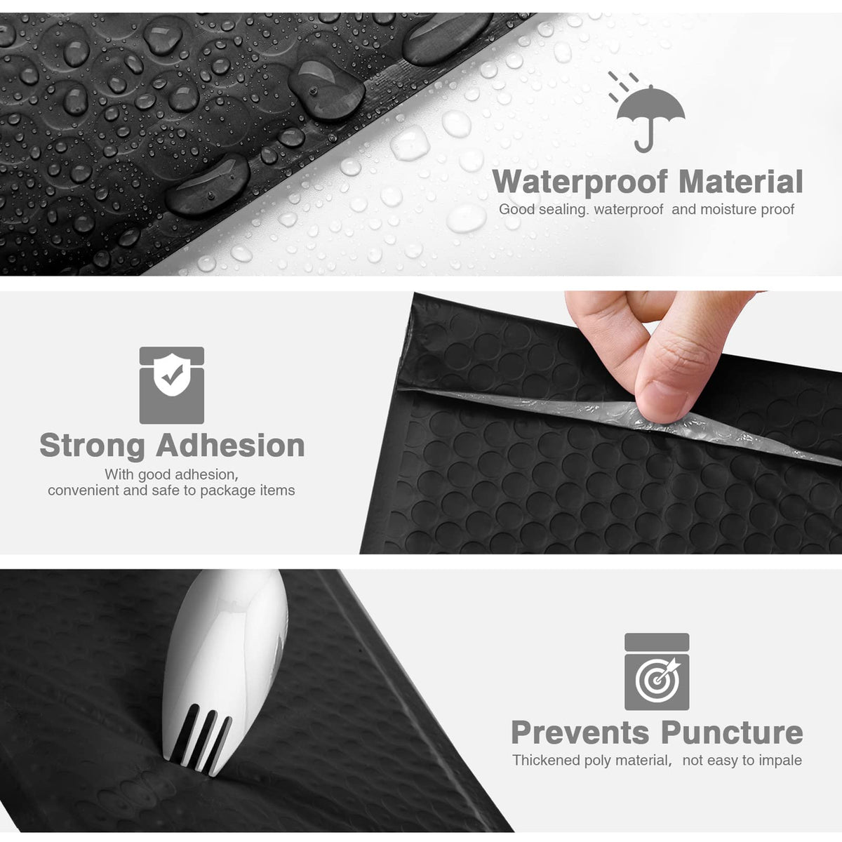 Metronic Bubble Mailers 6x10 Inch 100 Pack Black Usable Size 6x9" Opaque Padded Envelopes Waterproof Bubble Envelopes Cushioning Mailer for Small Business Mailing Makeup Jewelry Gifts