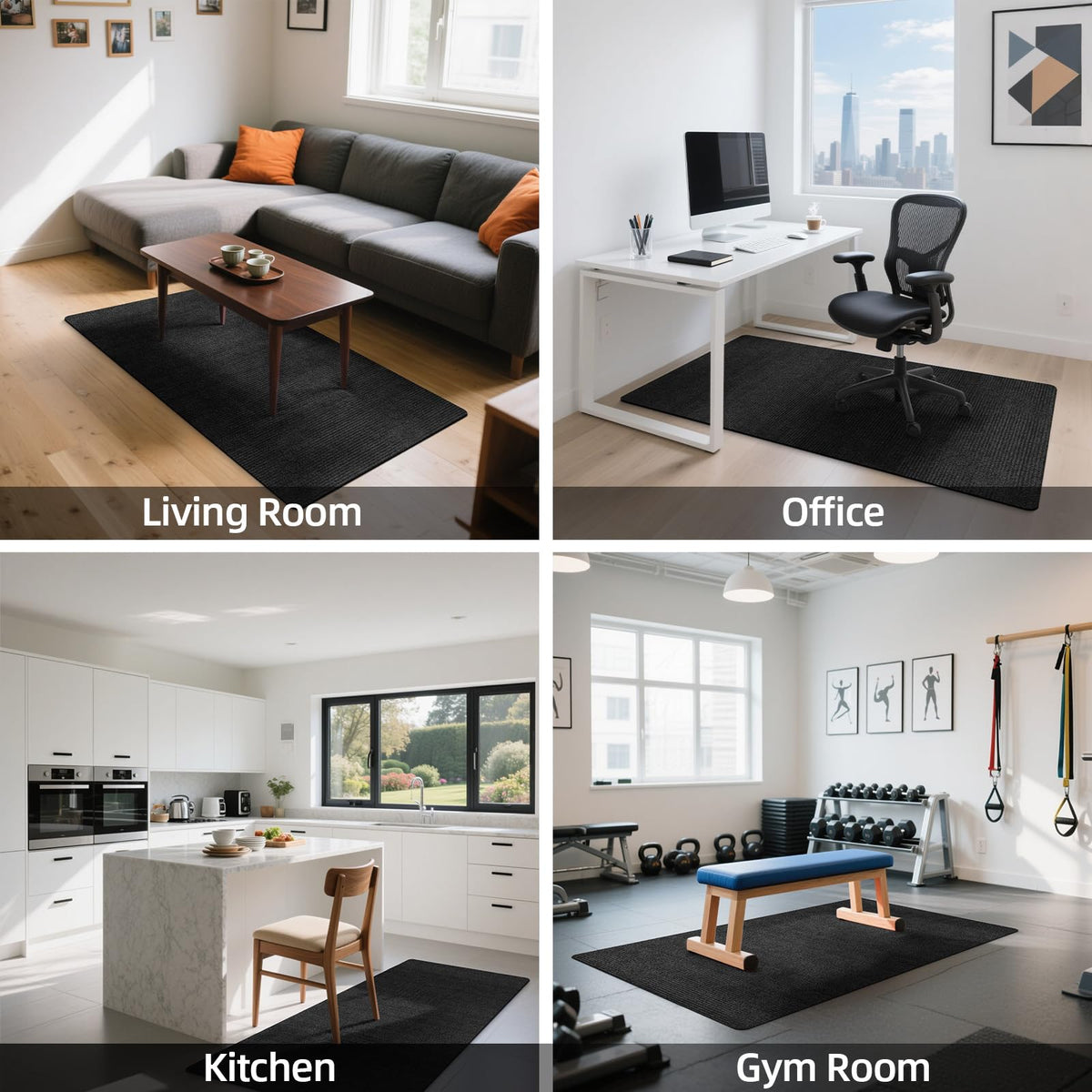 HomeMall Office Chair Mat for Hardwood Floor, 55" x 35" Anti-Slip Mats for Rolling Chair, Large Computer Gaming Chair Mat, Tile Floors Protector for Office Home Gym, Slate Black